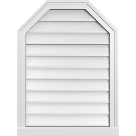 Ekena Millwork Octagonal Top Surface Mount PVC Gable Vent w/ 2"W x 2"P Brickmould Sill Frame, 24"W x 32"H GVPOT24X3203SN